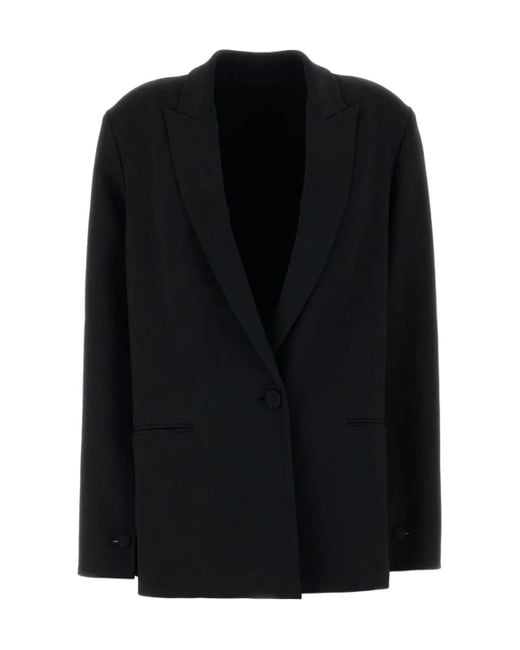 Alberta Ferretti Black Stretch Crepe Single-Breasted Blazer