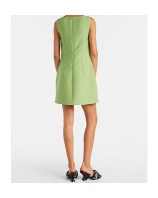 Emilia Wickstead Green Rifer Wool Cady Minidress