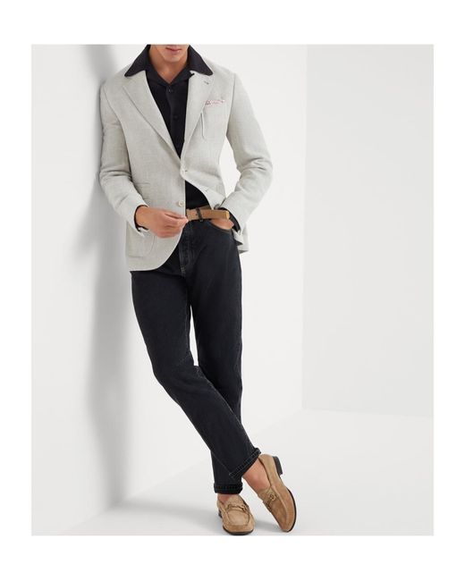 Brunello Cucinelli Blue Curved Hem Easy-Fit Shirt for men