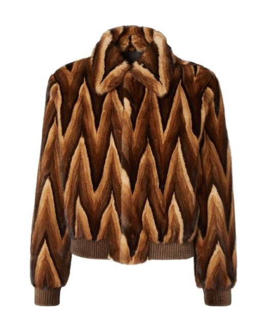 Fendi Brown Chevron Mink Blouson for men