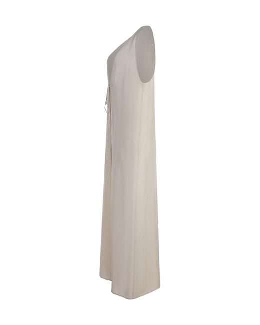 Alysi White Tie-Front V-Neck Maxi Dress
