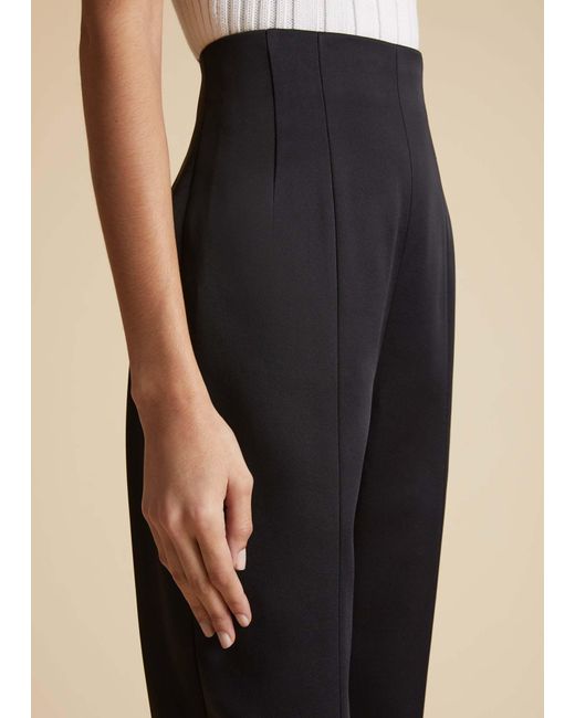 Khaite Black High Waisted Cropped Trousers