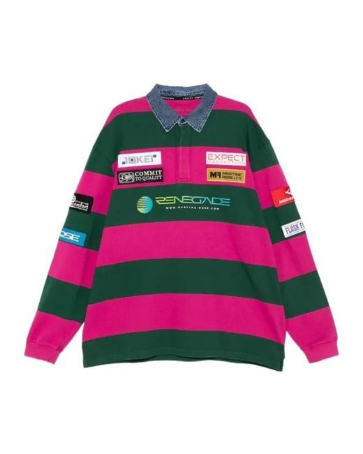 Martine Rose Pink Striped Rugby Polo Shirt for men