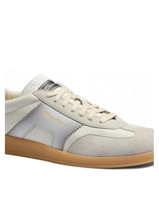 Santoni White Antoni Colourblock Panelled Lace-Up Sneakers for men
