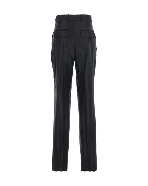 Semicouture Black Belt-Loop Wool Trousers