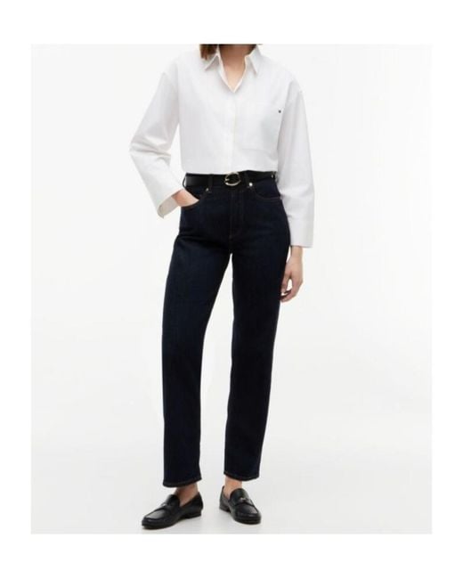 Tommy Hilfiger White Oversized Fit Flag Embroidery Poplin Shirt