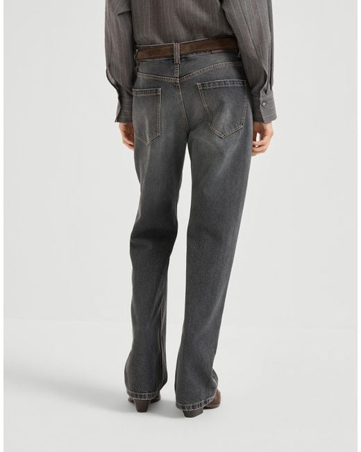 Brunello Cucinelli Gray Belt-Loops Jeans
