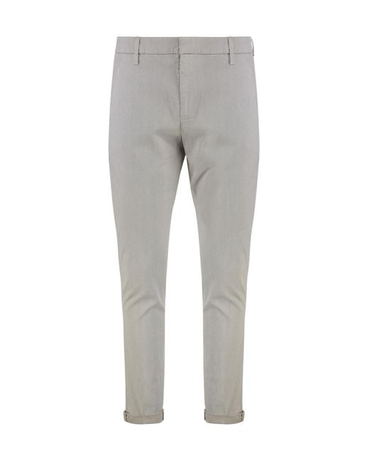 Dondup Gray Gaubert Cotton Blend Slacks for men