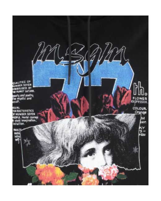 MSGM Blue Graphic-Print Hoodie