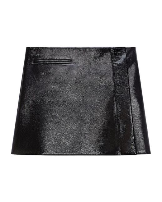 Courreges Black Courrèges A-Line Shaped Vinyl Mini Skirt