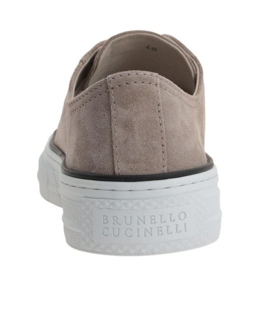 Brunello Cucinelli Gray Round-Toe Lace-Up Sneakers
