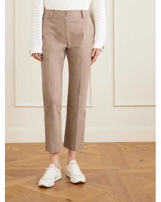 Brunello Cucinelli Natural Concealed-Fastening Cigarette Trousers