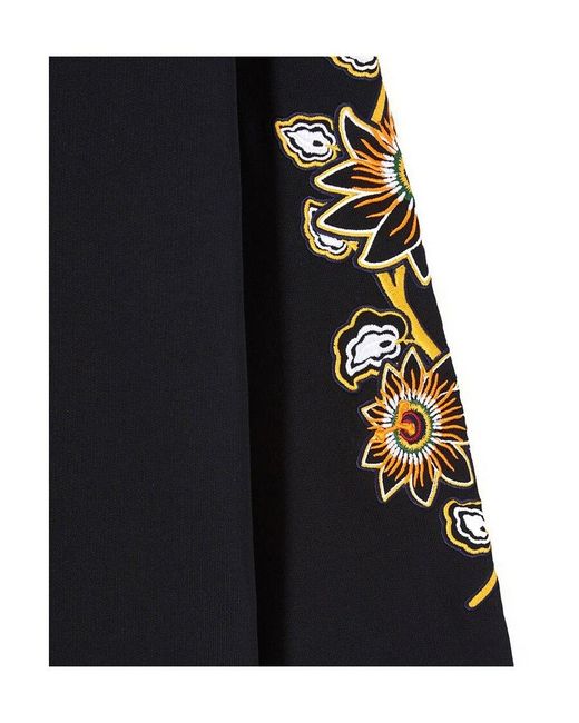 KENZO Black Embroidered Flower Logo Dress
