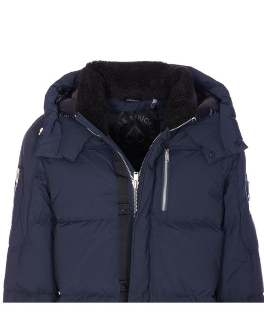 Moose Knuckles Blue Everest 3Q Puffer Hooded Jacket for men