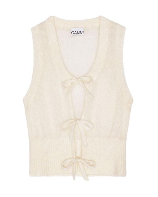 Ganni Natural Ivory Tie String Vest