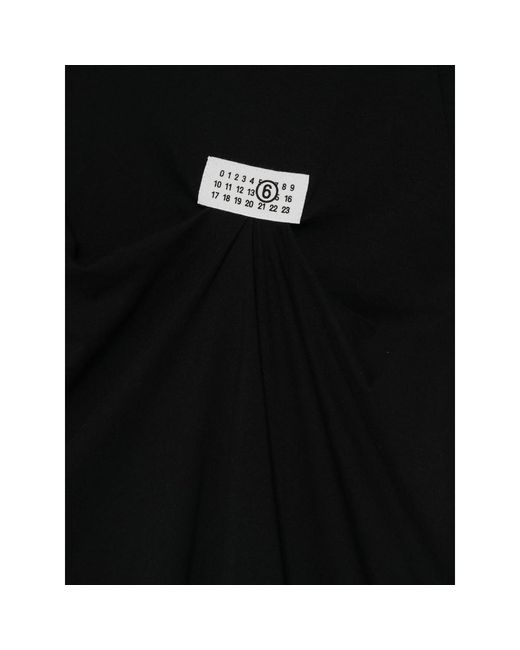 MM6 by Maison Margiela Black Logo Patch Asymmetric T-Shirt