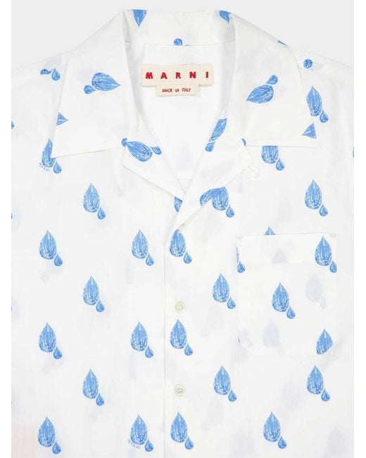 Marni Blue Printed Short-Sleeves Shirt for men