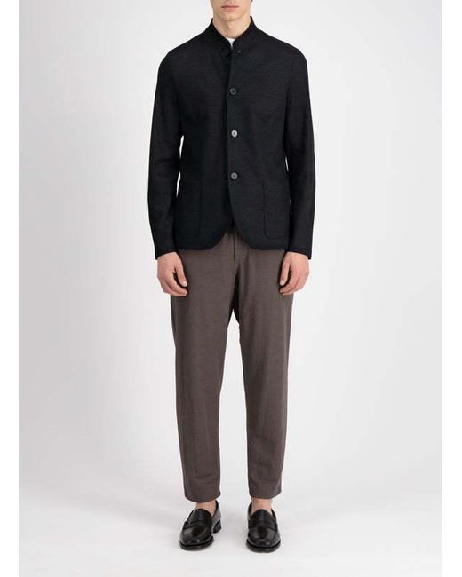Harris Wharf London Black Nehru Bomber Jacket for men