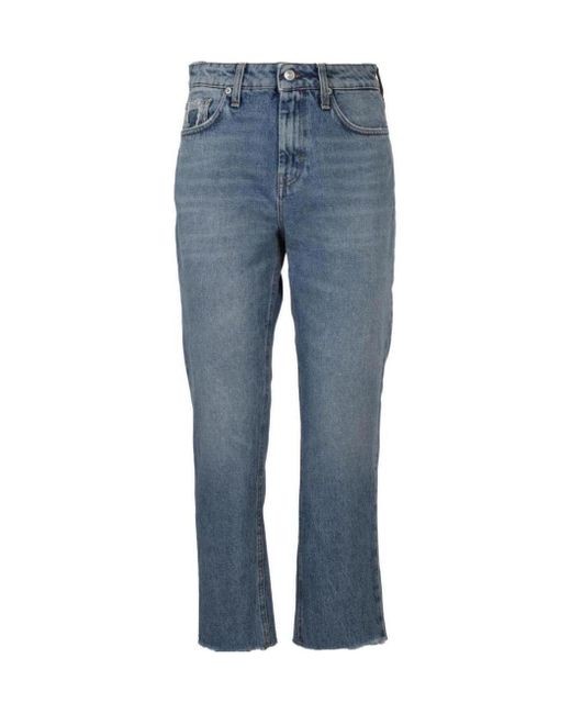 Department 5 Blue High-Waisted Cropped Jeans