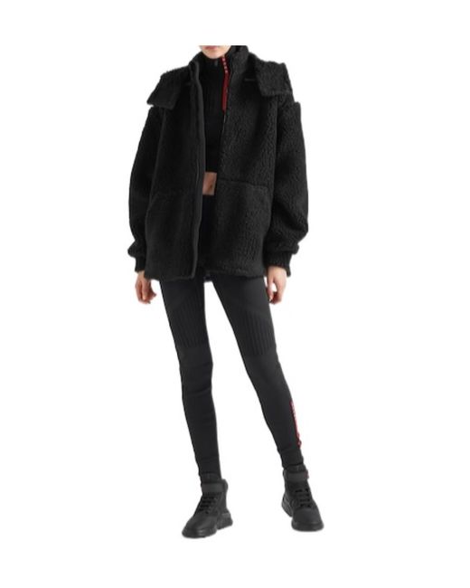 Prada Black Double Fleece And Recycled Technical Fabric Jacket