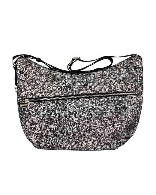 Borbonese Gray Luna Medium Shoulder Bag