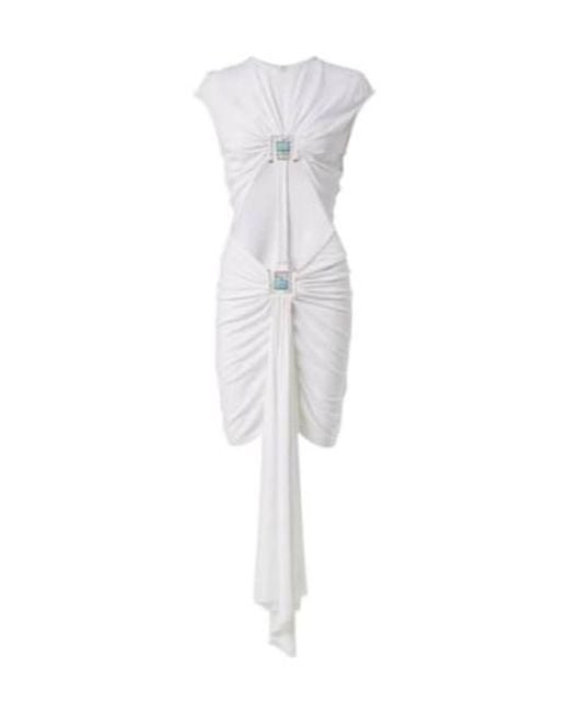 Christopher Esber White Cutout Gathered Jersey Minidress
