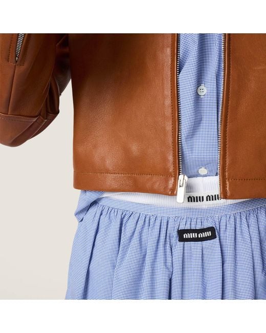 Miu Miu Blue Logo-Patch Midi Skirt