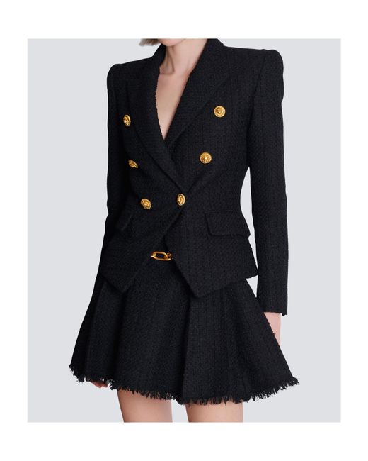 Balmain Blue Tweed Tailored Jacket