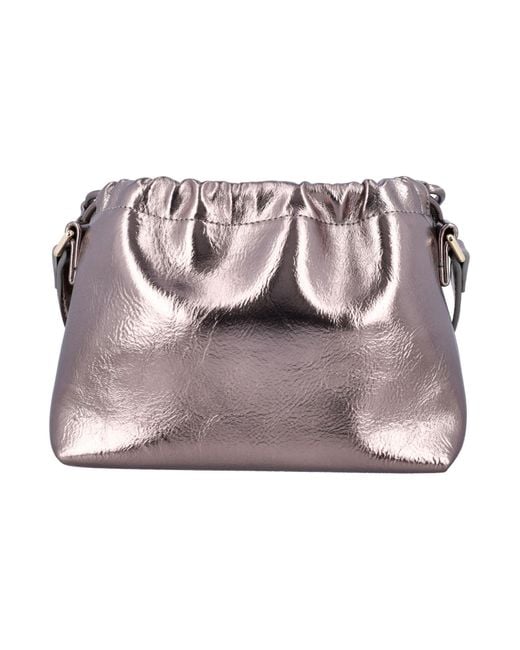 A.P.C. Gray Metallic Drawstring Shoulder Bag