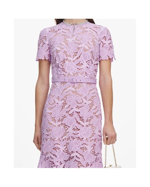 Self-Portrait Purple Lace Midi Dress