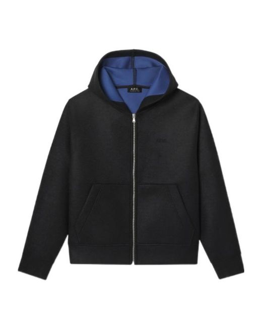 A.P.C. Blue Zipped Hooded Jacket for men