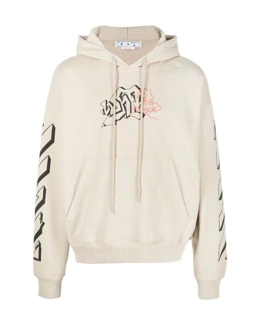 Off-White c/o Virgil Abloh Natural Arrows Logo Cotton Hoodie for men