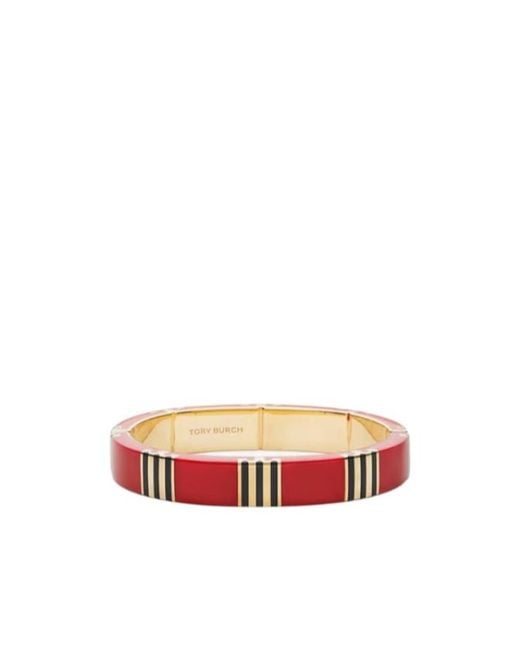 Tory Burch White T Stripe Bangle Bracelet