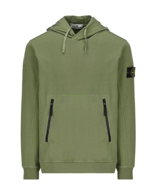 Stone Island Green 60452 Zip-Pocket Hoodie for men
