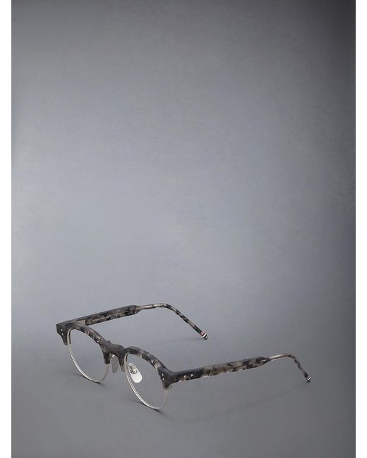 Thom Browne White Tortoiseshell Oval-Frame Glasses for men
