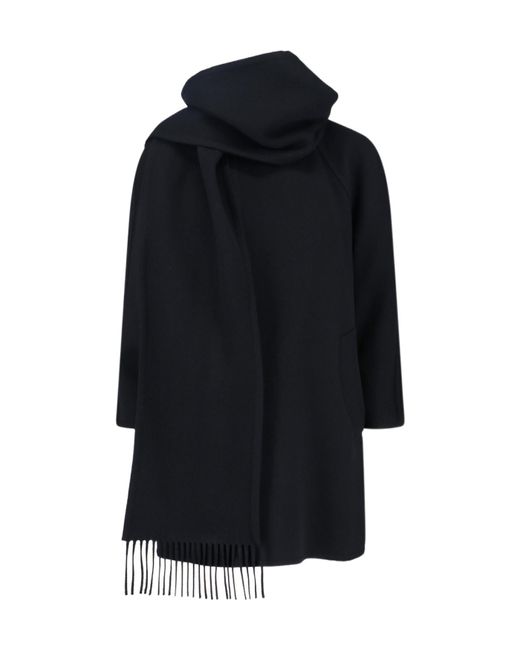 Balenciaga Scarf Detailed Coat in Black | Lyst
