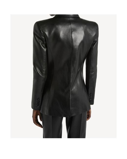 Balmain Black Structured-Shoulder Lambskin Jacket