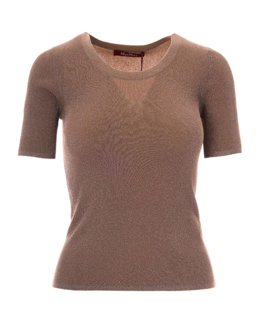 Max Mara Brown Studio Mstsequoia Short-Sleeved Knitted Top