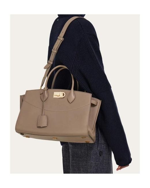 Ferragamo Brown New Ferragamo Studio Soft Bag (L)