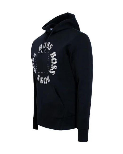 Boss Blue Logo Hooded Sweater for men