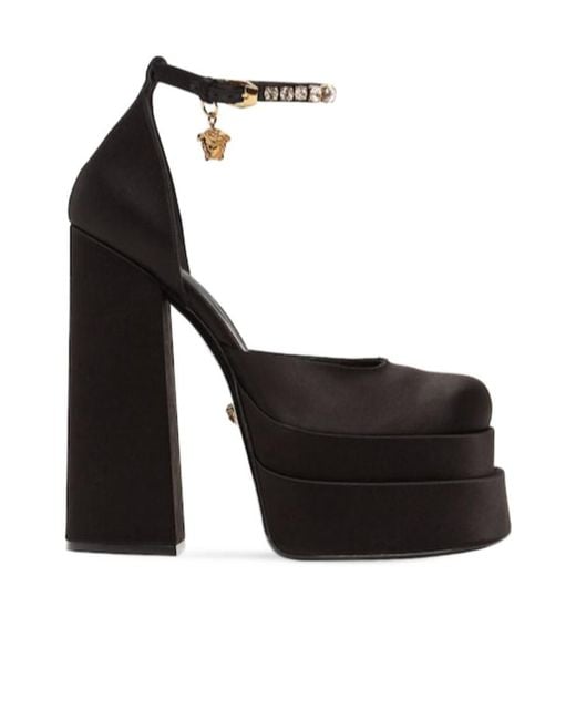 Versace Black Waterproof Table Satin High Heels