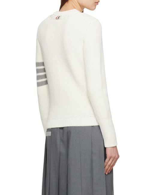 Thom Browne White 4-Bar Stripe Jumper