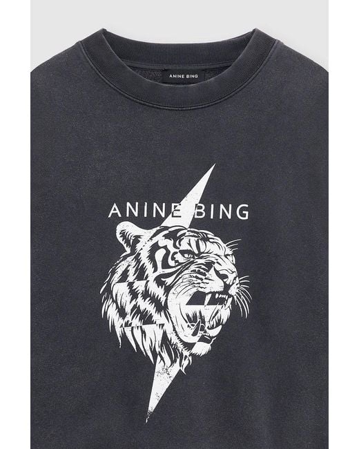 Anine Bing Blue Miles Tiger-Print Sweatshirt