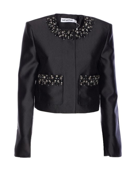 Self-Portrait Black Embellished Trim Jacket