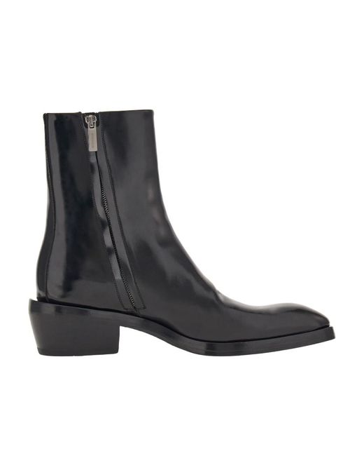 Ferragamo Black Squared-Toe Side-Zip Ankle Boots for men