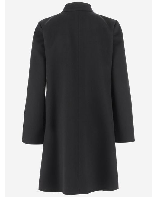 Valentino Black Button-Up A-Line Hem Coat