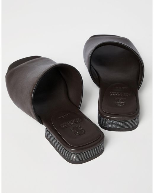 Brunello Cucinelli Brown Monili Detailed Riding Mules