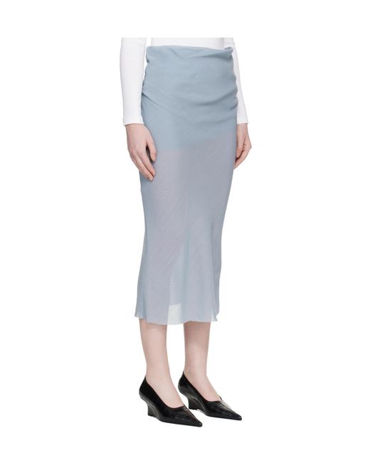 Rier Blue Wool Pleated Midi Skirt