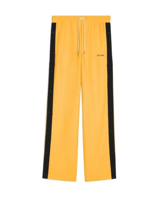 Céline Yellow Double-Sided Plain Knitted Button Sweatpants for men