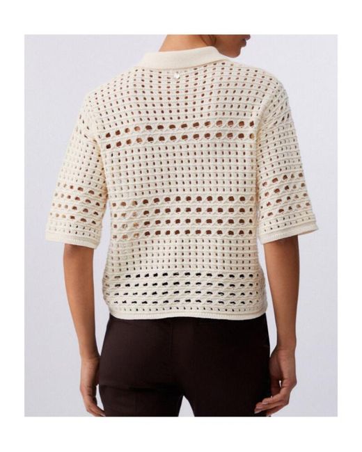 Liu Jo Natural Embellished Openwork Knitted Top